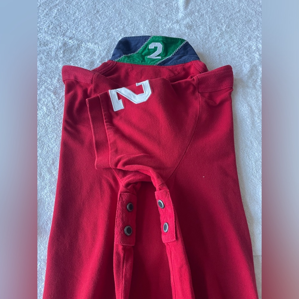 Vintage Mens Polo Ralph Lauren Polo Shirt Big Pony Long Tail Rugby Style, Red XL - Picture 7 of 7